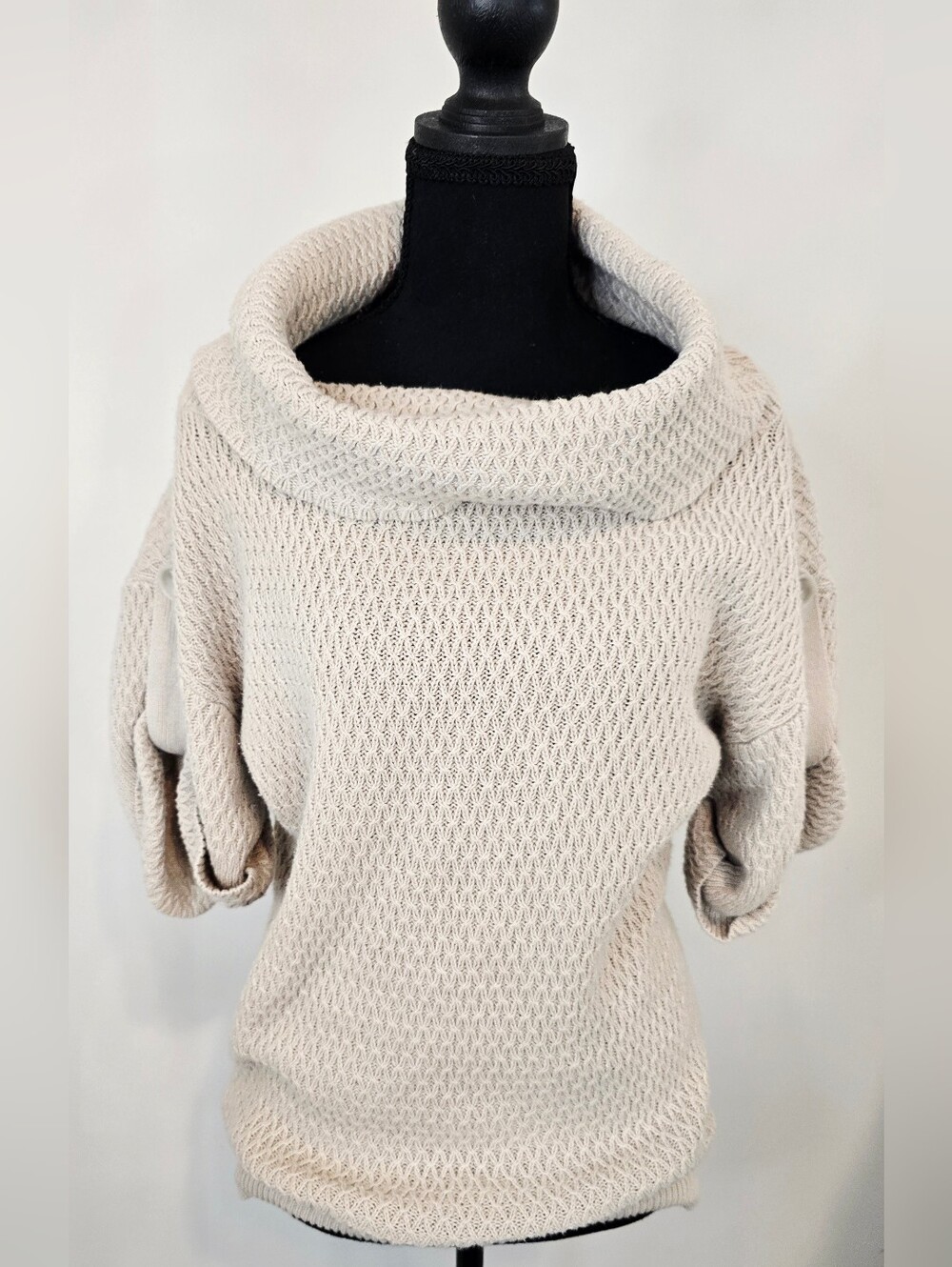 Ann Taylor Loft Petite Cream Cowl Neck Chunky Knit Summer Sweater Cozy Cottage